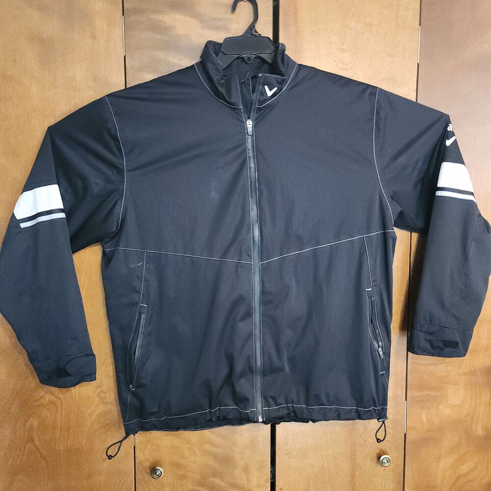 Callaway Golf Mens Jacket Full Zip‎ Black White Stripe XL